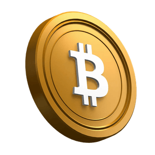 Monnaie Bitcoin (BTC) présentée en diagonale dans le design de la section hero